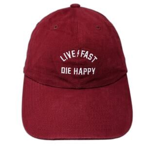 Live Fast Die Happy Slideback Baseball Cap Red One Size Adjustable Fast House